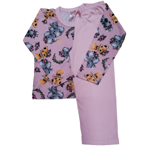 0350 Pijama Rosa com Elefante e Calça Rosa 4